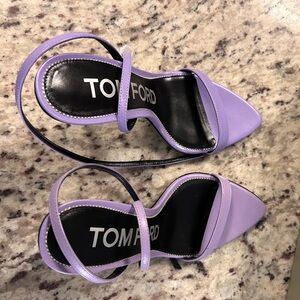 Tom Ford Black and Purple Stiletto Heels with silver lock